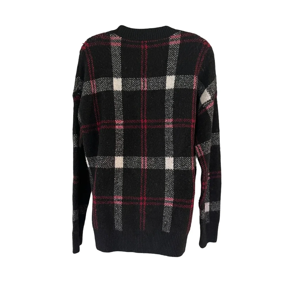 Christian Siriano New York Plaid Sweater Black Red White Medium‎ M